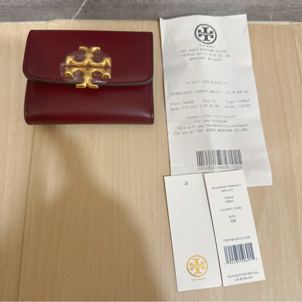 (NWT)Tory Burch Eleanor Compact wallet in claret 73519
